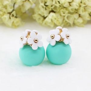 Double Side Ball Flower Stud Front Back